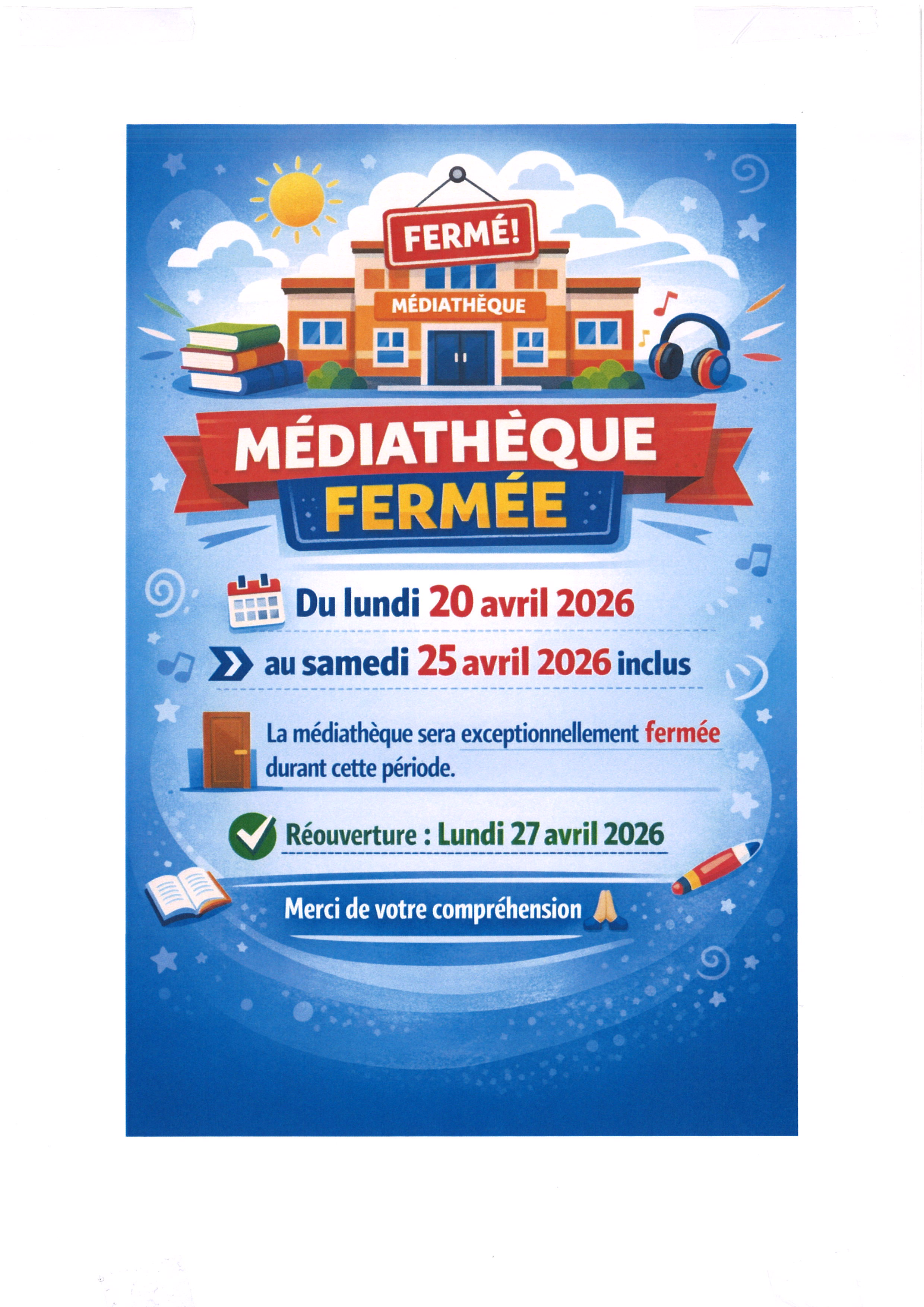 Fermeture de la médiathèque